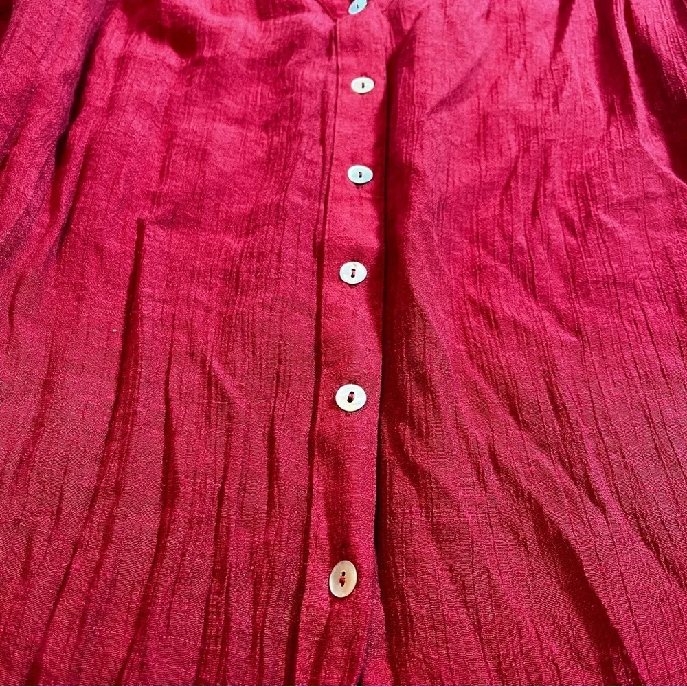 Zac & Rachel Gauzy Red Button Up Roll Tab Sleeves Women's 2X - Picture 5 of 8